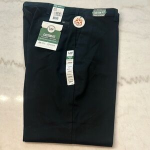 NWT Lee Custom Fit Men’s Relaxed-Fit Front Flat Black Pants Size 40x32